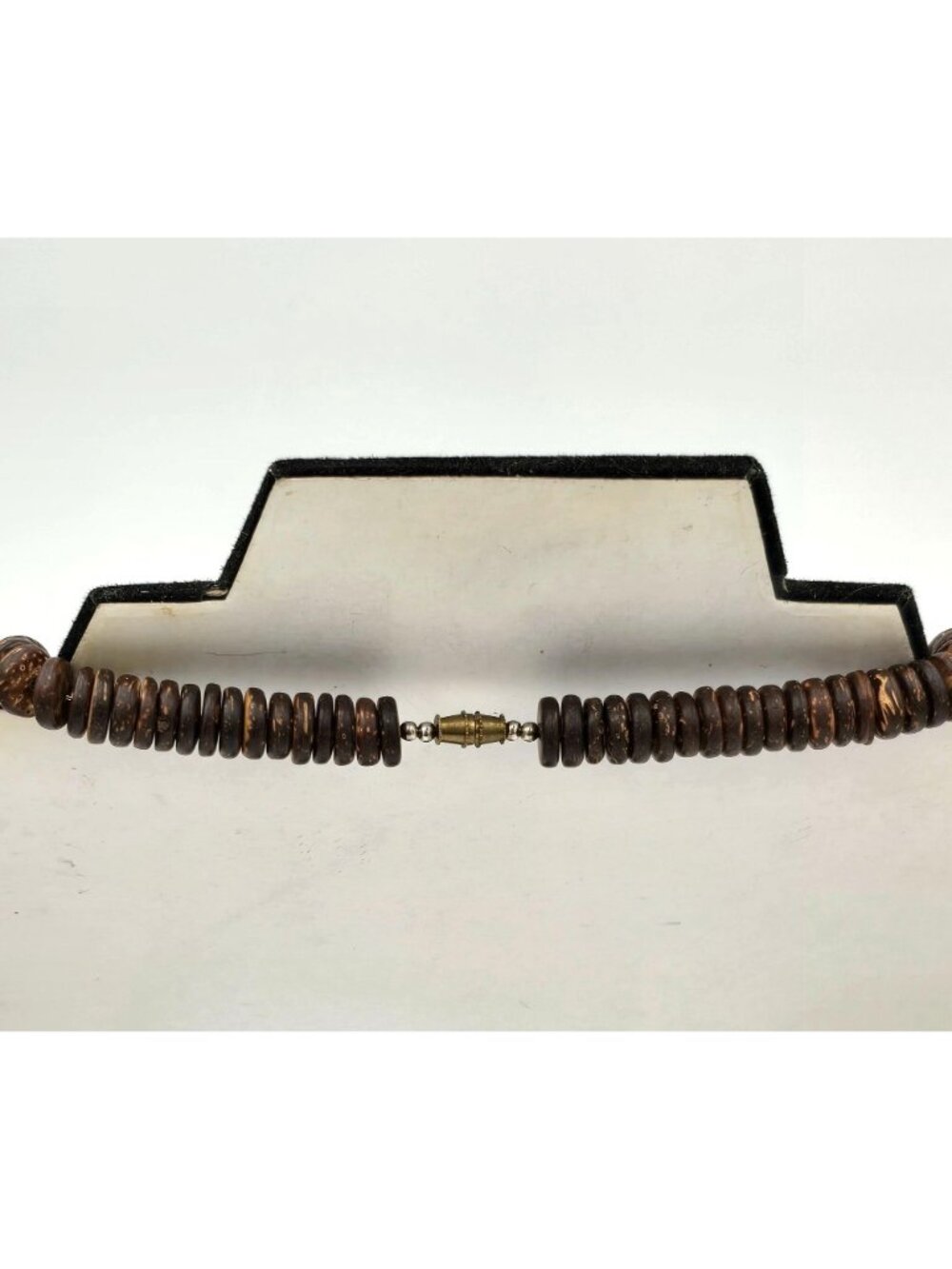 Vintage Horn Coconut Wood Statement Necklace 22" Brutalist Tribal Chunky Boho - Picture 9 of 14